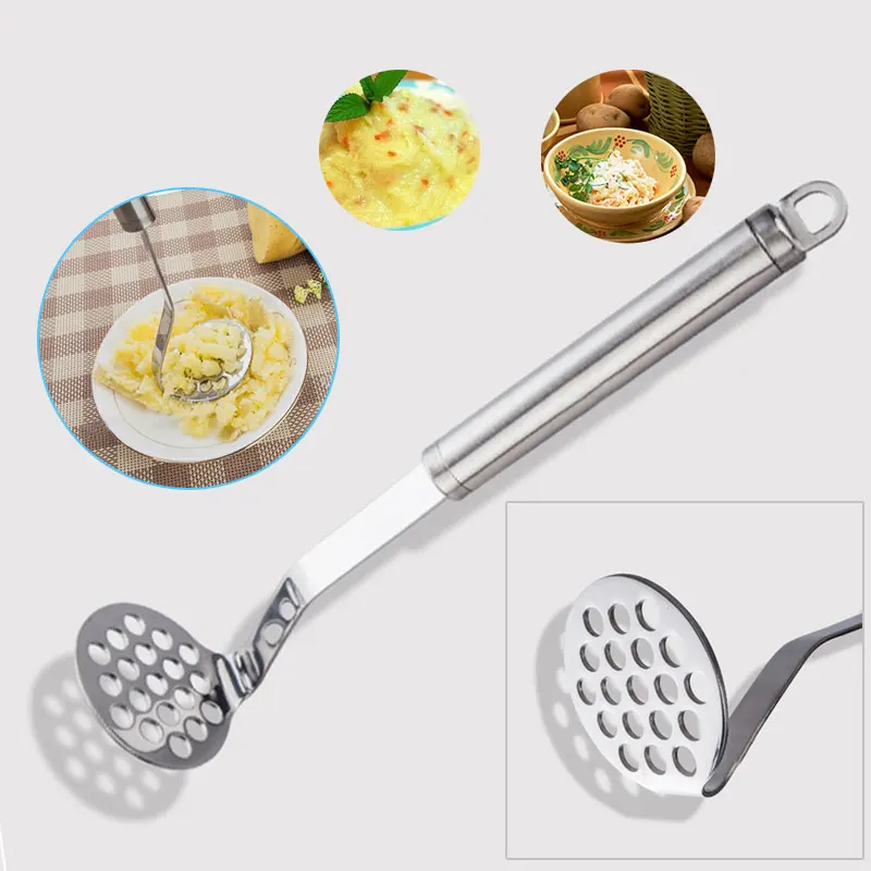 

1PC Stainless Steel Potatoes Mud Pressure Mud Machine Potato Masher Ricer Fruit Vegetable Tools Kitchen Gadgets Accessories