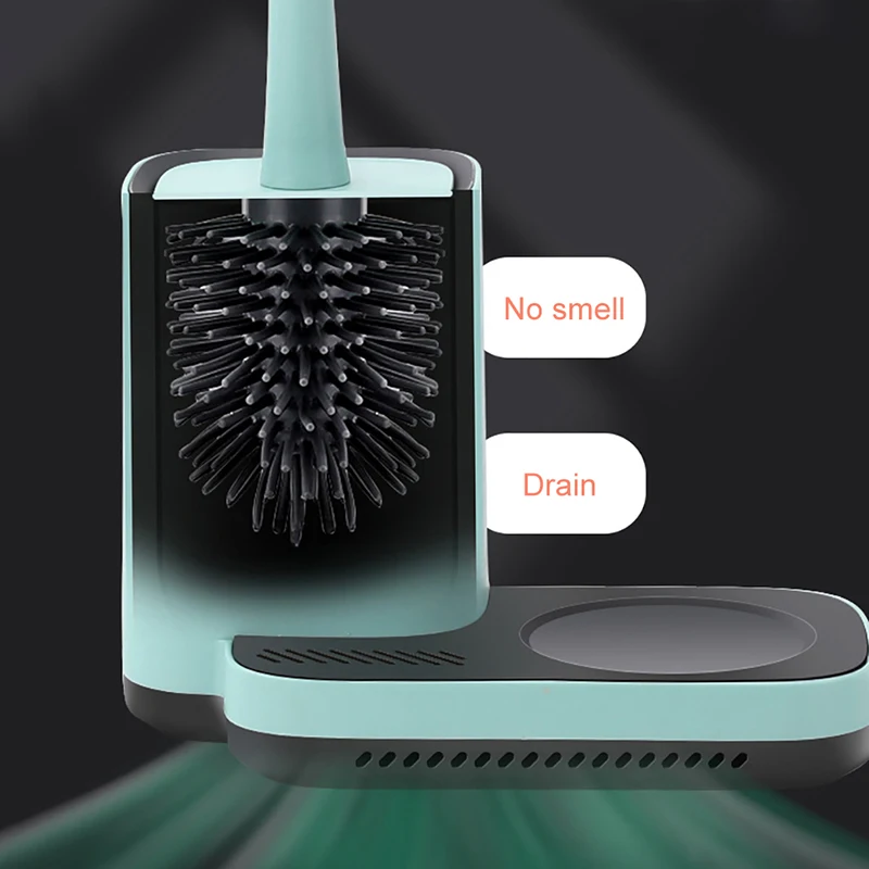 Silicone TPR Toilet Brush Holder For WC Bathroom Accessories Drainable Cleaning With Storage Base Home Tool | Дом и сад