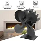 Черный камин, 4 лезвия, рабочая деревянная горелка Ecofan, тихая домашняя фотография, эффективное распределение тепла