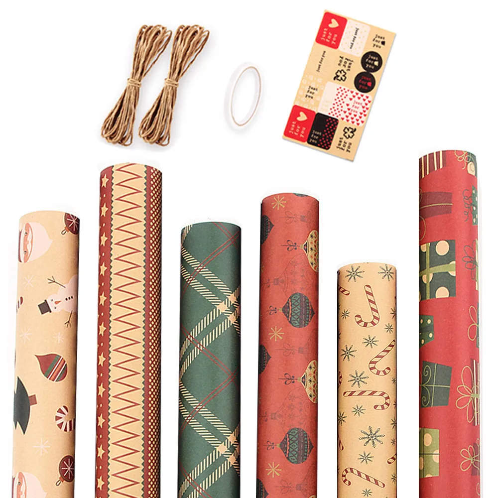 

Рождественская упаковочная бумага, 6 листов, 50x70 см