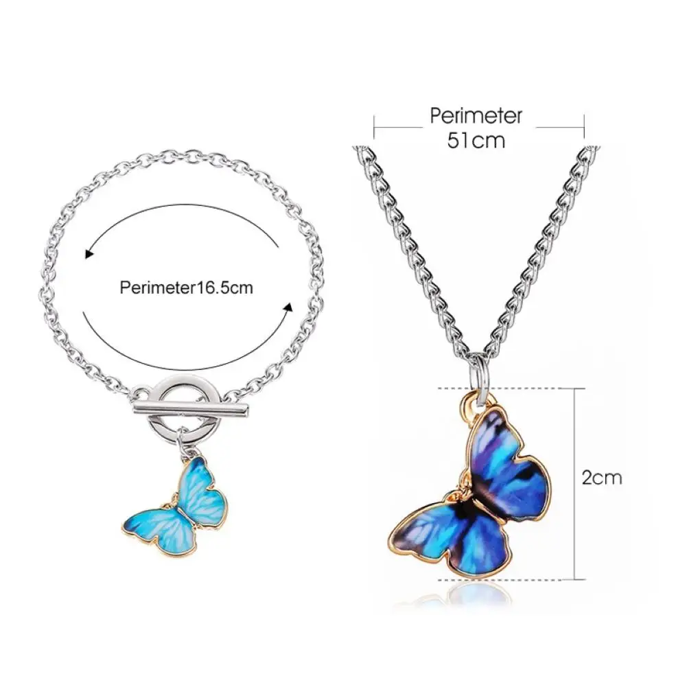 

2021 Newewt Purple Blue Butterfly Pendant Necklace for Women Vintage Titanium Steel Wedding Necklace Choker Jewelry Accessories