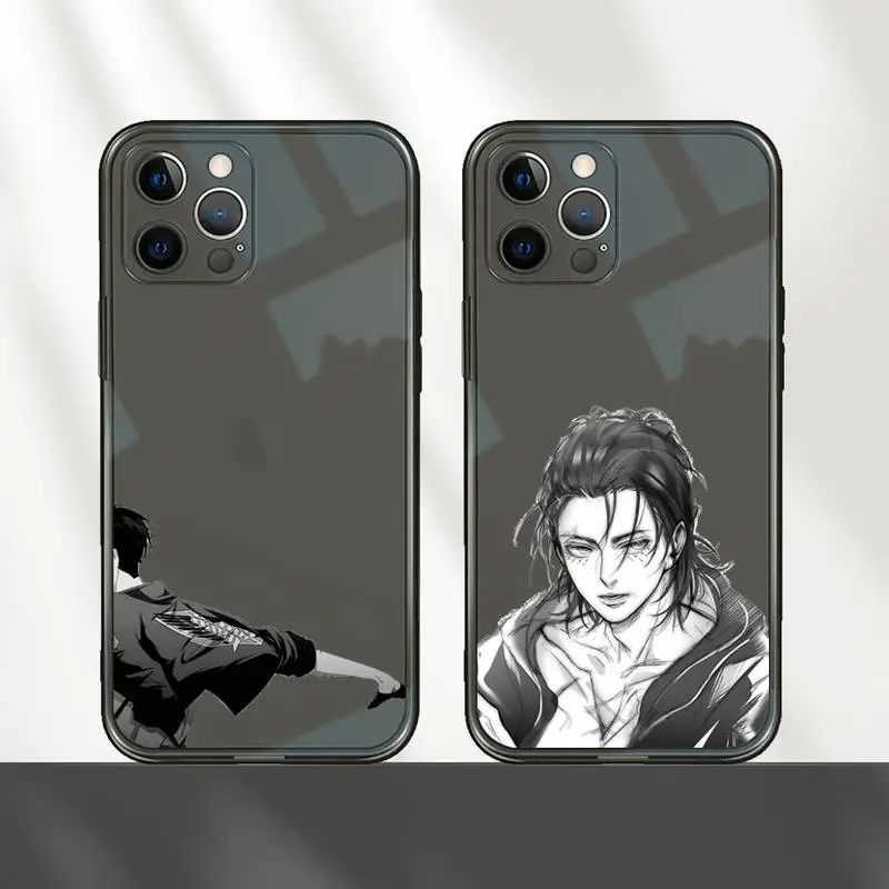 Attack on Titan Phone Case For iPhone 12 11 8 7 mini pro X XS XR MAX Plus Black Transparent Cover