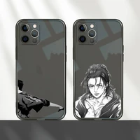 attack on titan phone case for iphone 12 11 8 7 mini pro x xs xr max plus black transparent cover