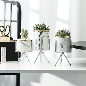 Керамическая железная художественная ваза, цветочные горшки, кашпо для суккулентов, скандинавский цветочный горшок для офиса, домашнего декора, комнатный и уличный цветочный горшок с подставкой