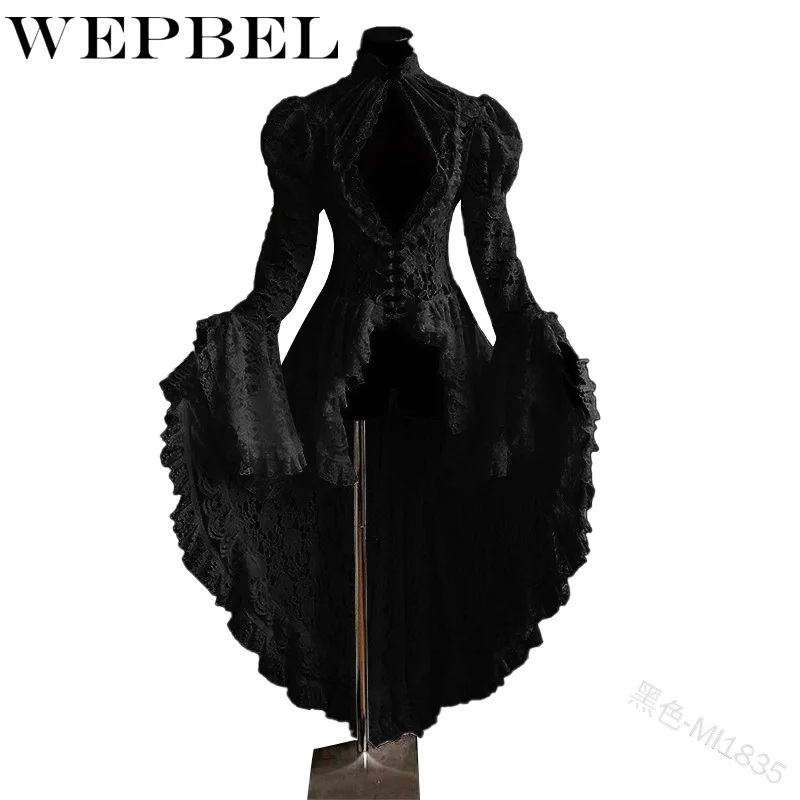 WEPBEL, женская мода, готический стиль, длинный рукав, кружево, строчка, смокинг, куртка, средневековая аристократическая, для девушек, вампир, Лолита, косплей, платье