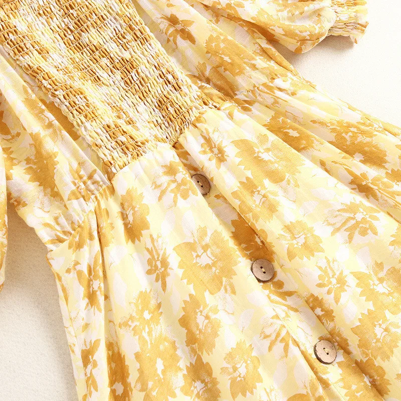 

Summer Dress Womens Clothing Short Sleeve Slash Neck Floral Print Mid Calf Aline Holiday Dresses 2020 Fashion Vestidos