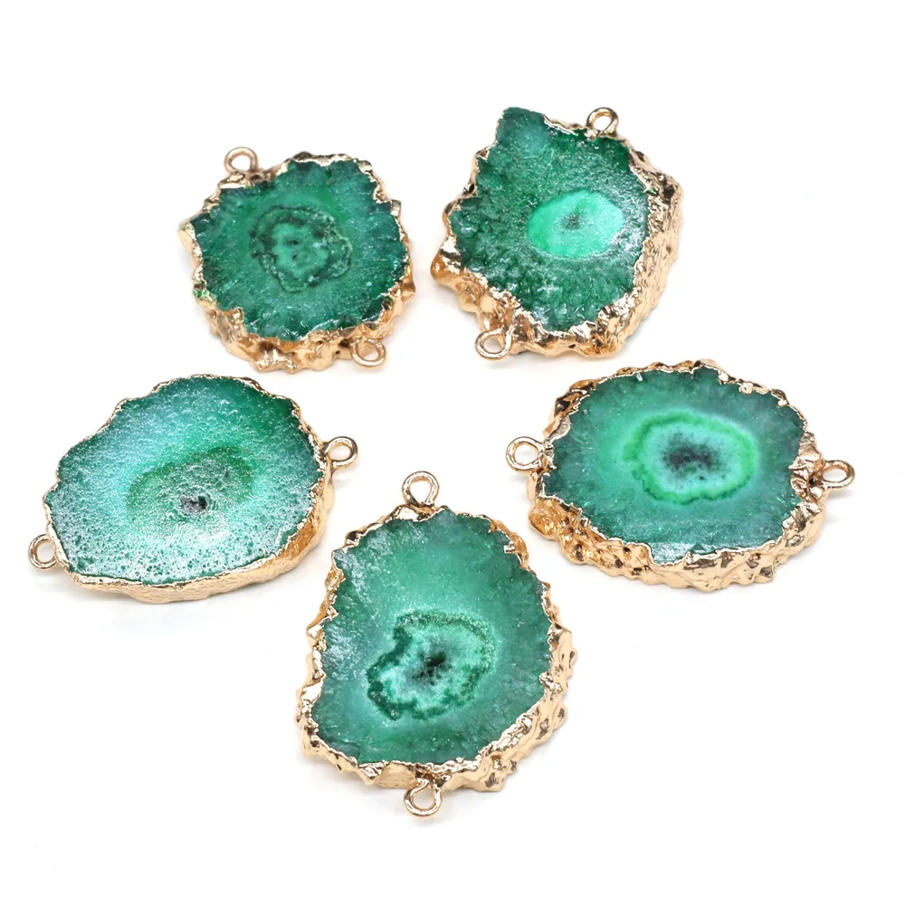 

Natural Stone Double hole Connectors Irregular Agate Pendant for jewelry making DIY necklace bracelet accessories 15x20-20x30mm