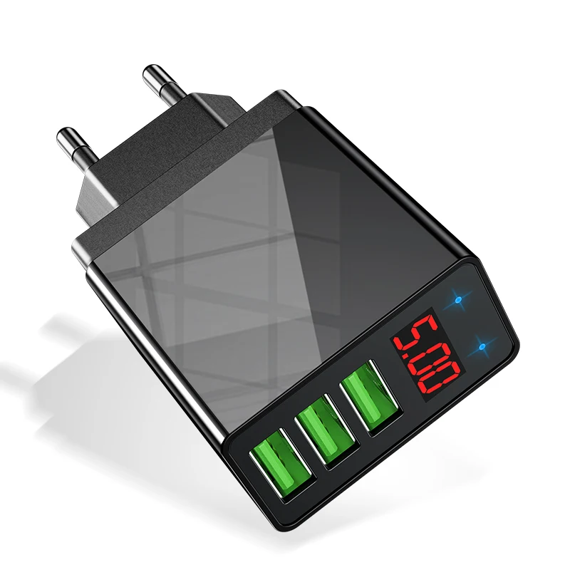 Udyr LED Display EU US 3 USB Charger 3A Mobile Phone Fast Charging Wall For iPhone 11 Samsung Xiaomi Huawei | Мобильные телефоны и