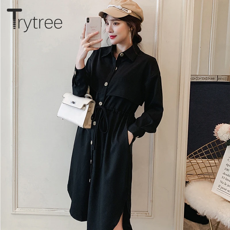 Trytree 2020 женской осенней повседневной обуви Женское платье твердый отложной