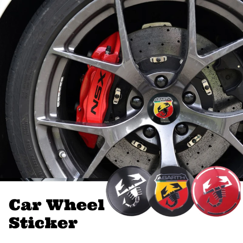 

4Pcs Car Styling Metal Badge Wheel Center HubCaps Sticker Wear-Resistant Decal For Abarth 500 Stilo Ducato Palio Bravo Doblo