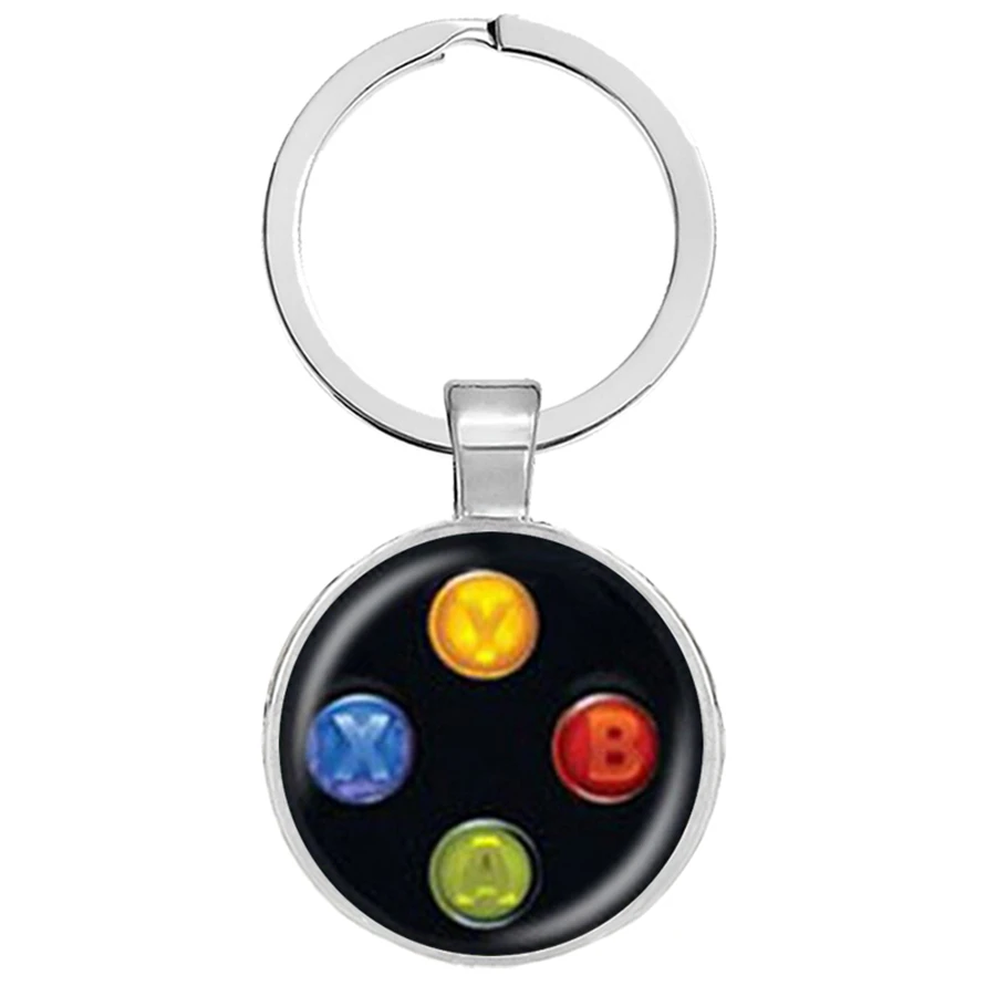 Креативный игровой контроллер с узором брелок ручной работы круглый стеклянный