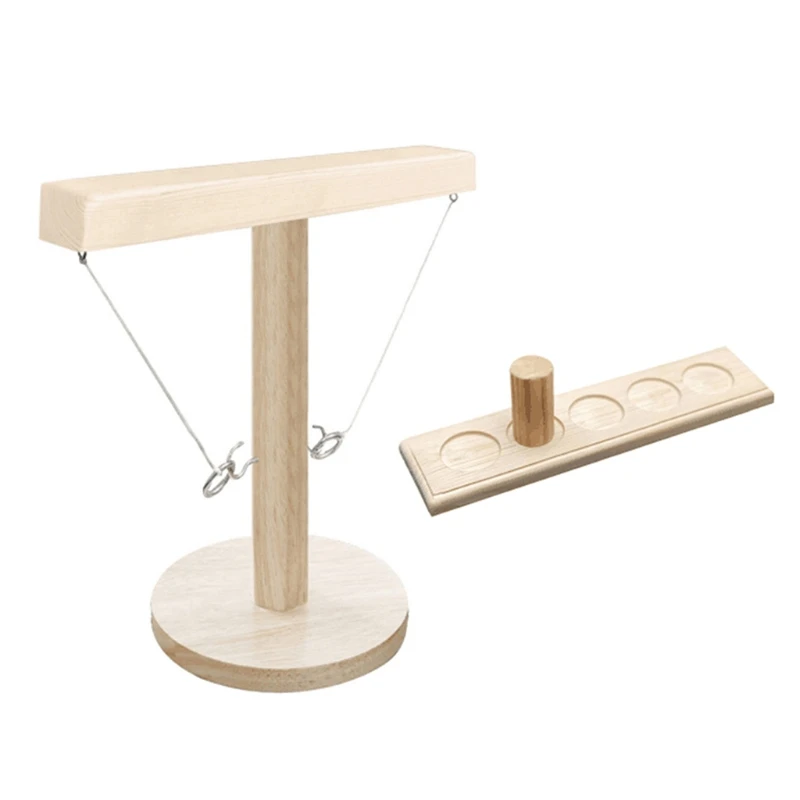 

Throwing Ring Game for Kids and Adults Handmade Wooden Ring Toss Hooks Set Toy Fast-paced Bars Interactive Battle Game for H053
