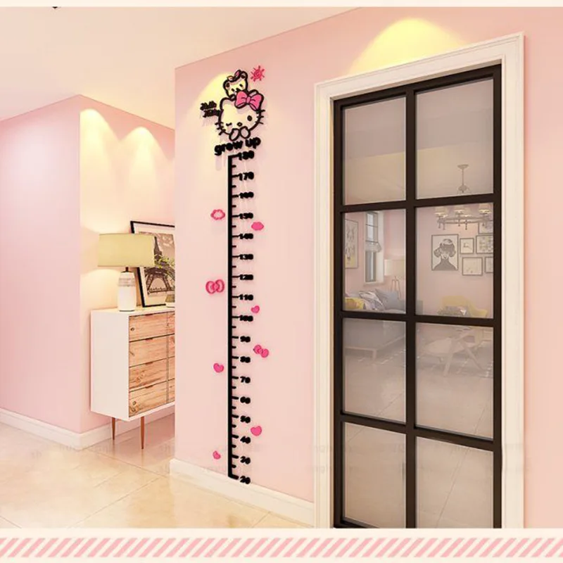 Настенная Наклейка с измерителем роста и мультяшным котенком для детской