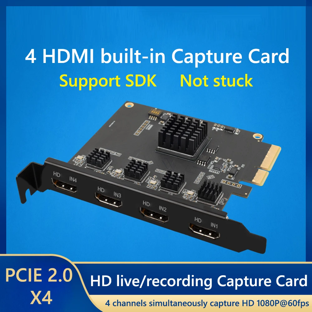 

4-канальная HDMI-совместимая карта видеозахвата PCI-E 1080P 20-элементная передача OBS сетевой трансляционный адаптер для прямой трансляции
