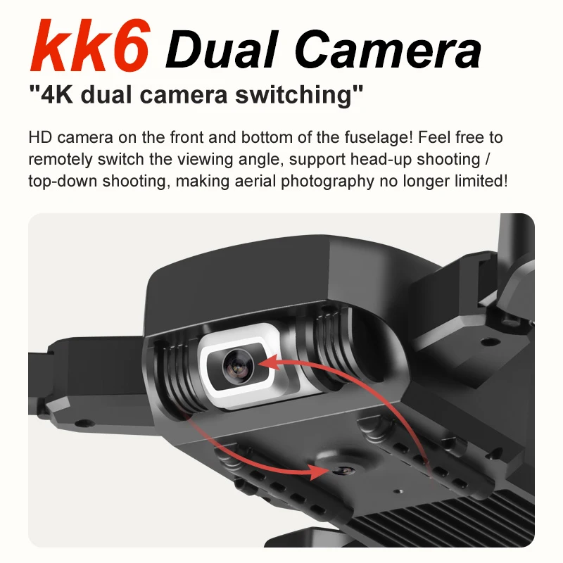 Мини Дрон 4K двойная камера 50x зум WIFI FPV летный Квадрокоптер две камеры KK6 дальний