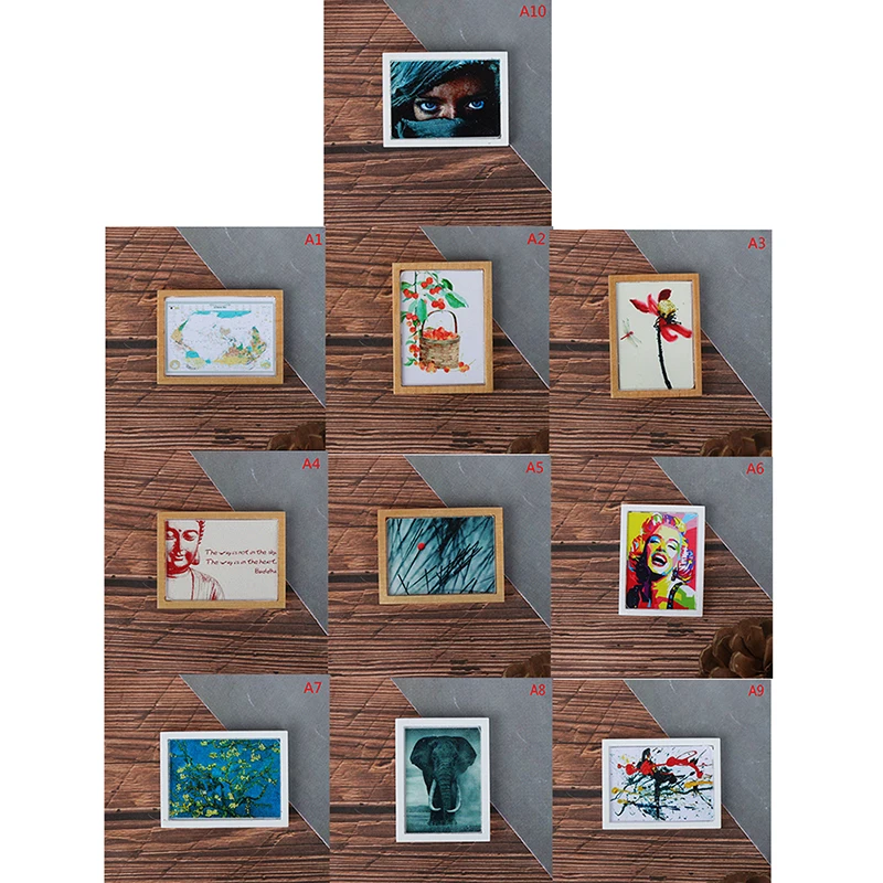 NEW 1/12 Dollhouse Resin Miniature Vintage Frame Mural Wall Painting for Dolls House Living Room Bedroom Furniture Decor Toys | Игрушки и