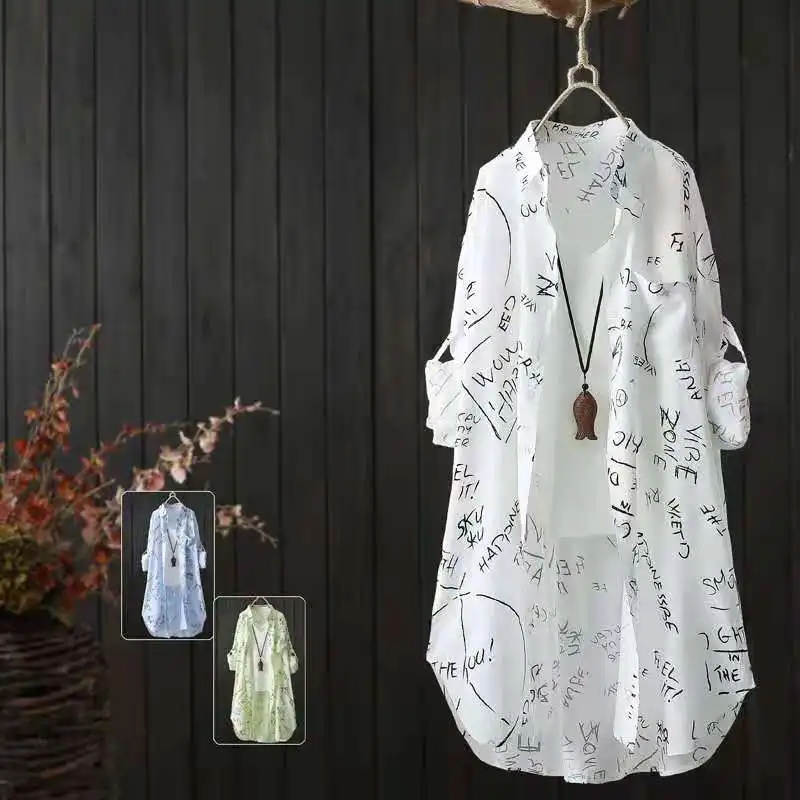 

Женская модная рубашка с надписью Za, блузки с длинным рукавом, женский свободный кардиган, Солнцезащитная одежда, Женская пляжная одежда, то...