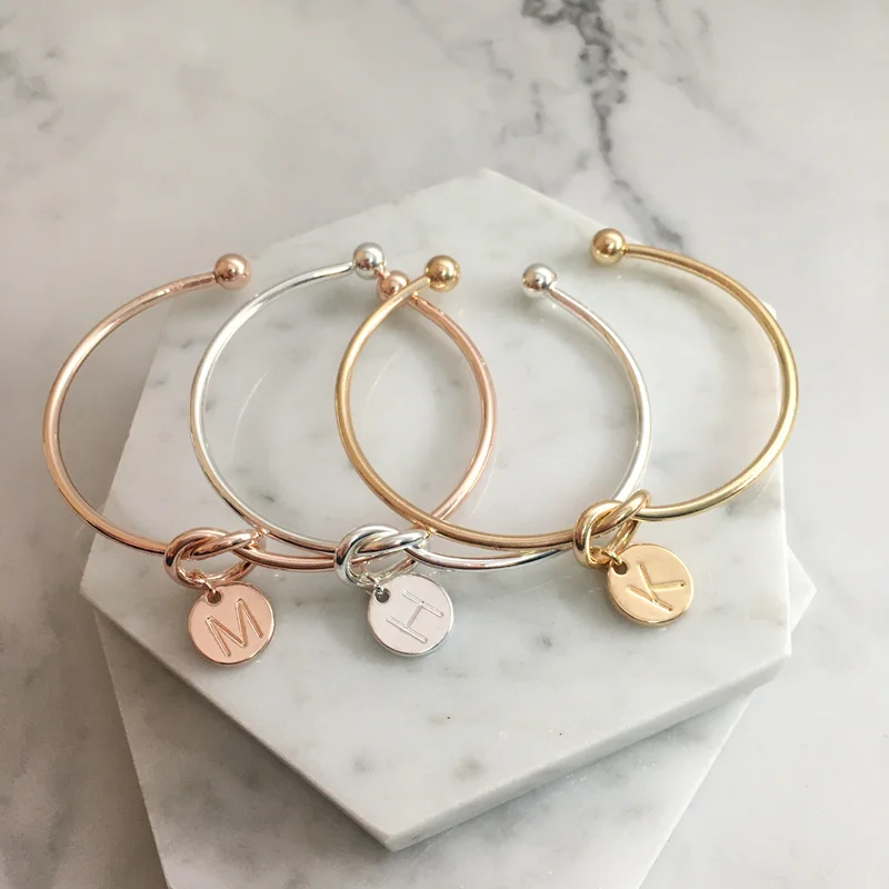 Женский браслет с 26 дисками буквами инициала узлом браслеты для женщин цвета