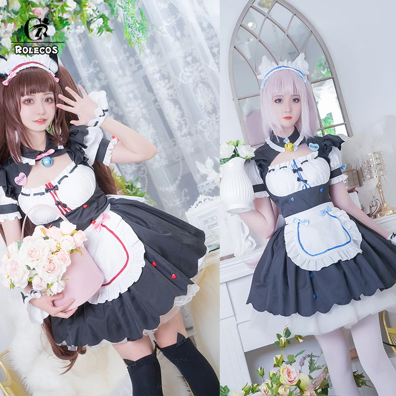ROLECOS игра Nekopara Косплей Chocola ваниль горничная костюм косплей женщины Cat Neko девушка