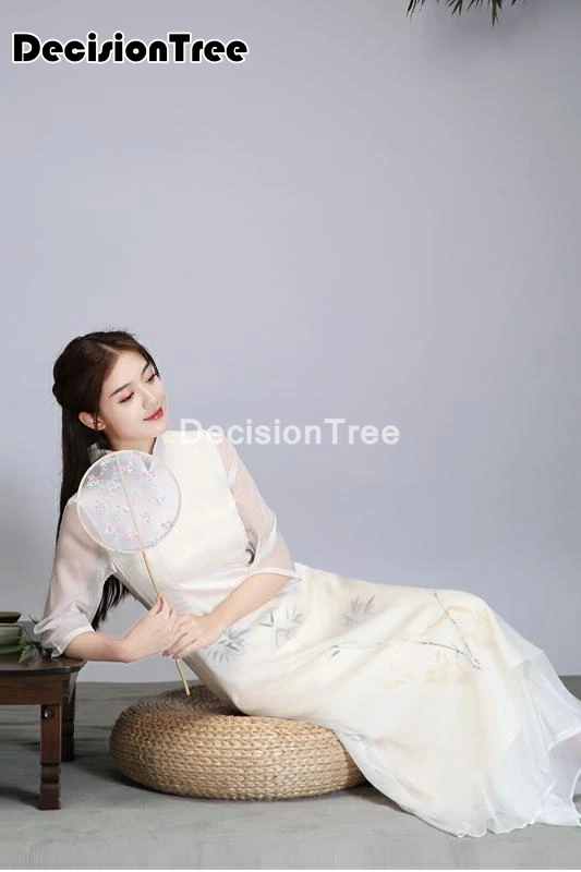 

2021 chinese dress chinese female qipao cheongsam women traditional silky satin dress formal party gown vestidos