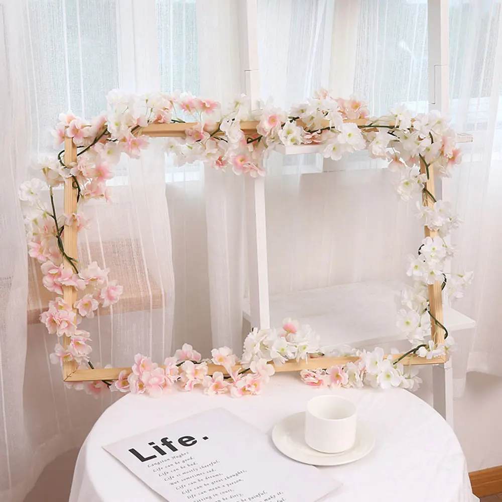 4Pcs 180CM Artificial Silk Flower Garland Hanging Fake Flowers Rattan Faux Cherry Blossom Vine Wreath for Party Wedding Decor | Дом и сад