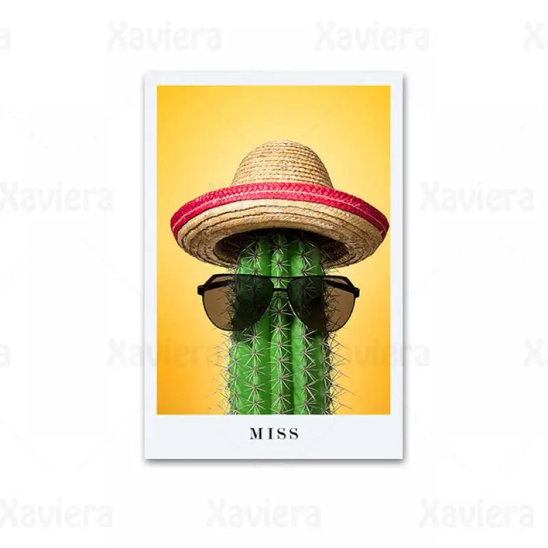 

Nordic Tropical Poster Canvas Painting Green Plant Potted Cactus Wall Art Cartoon Character Mr.&Miss. Cactus Picture Home Decor