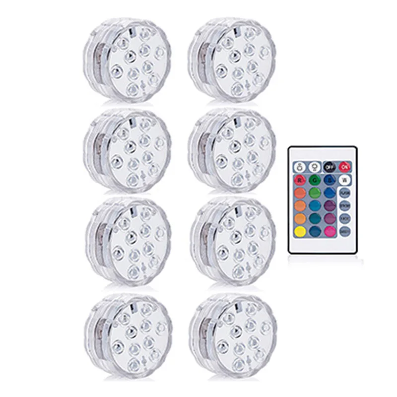 8 lamp 1controller 10 шт. в упаковке, погружной светильник, лампа с дистанционным управлением, RGB, на батарейках, подводный ночник, напольная ваза, садовые, вечерние, Декор - Цвет: 8 lamp 1controller