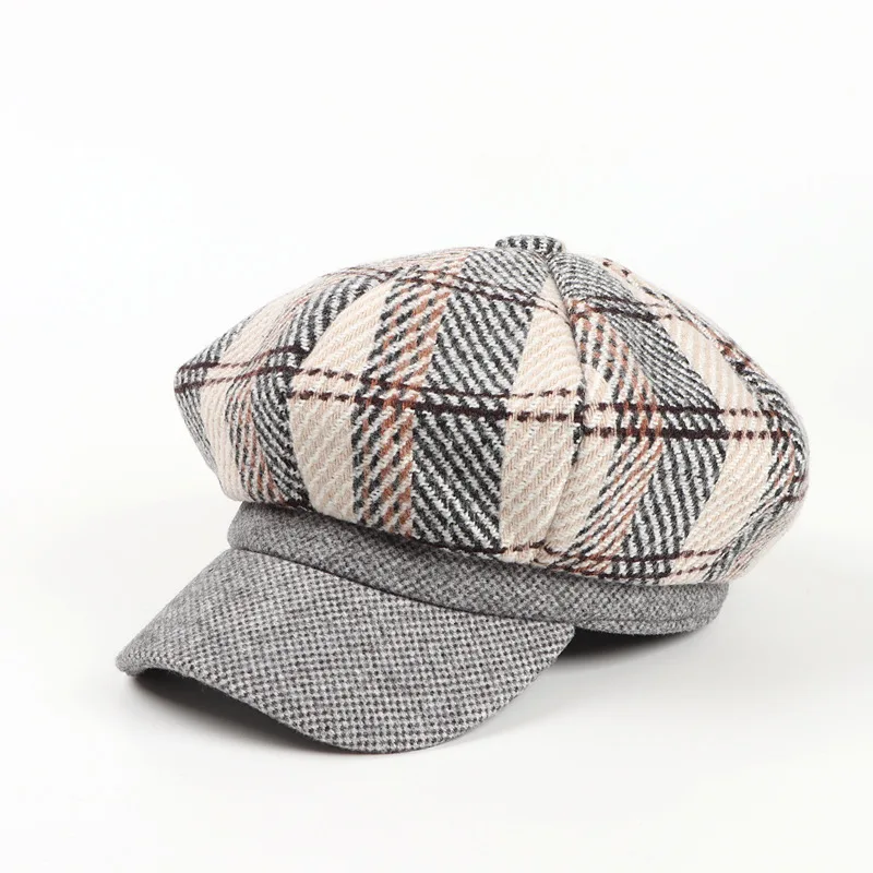2020 хлопок плед Восьмиугольные шляпы для женщин и мужчин береты художника шляпа