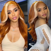 alifitov preplucked ginger lace front wig orange highlight wig human hair for women body wave lace front human hair wigs