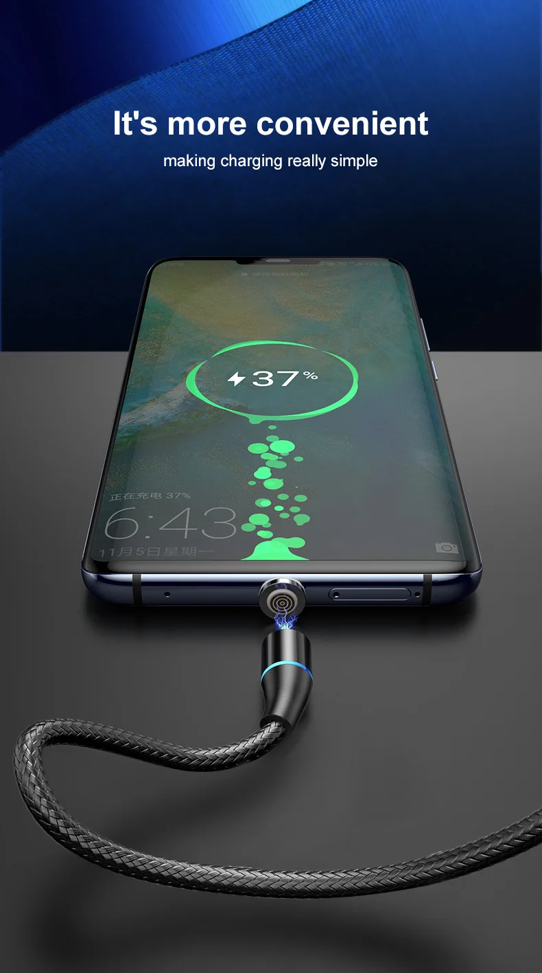 Магнитный кабель Snodesound для быстрой зарядки iPhone XR Micro Usb type-C, кабель для быстрой зарядки samsung, шнур для передачи данных