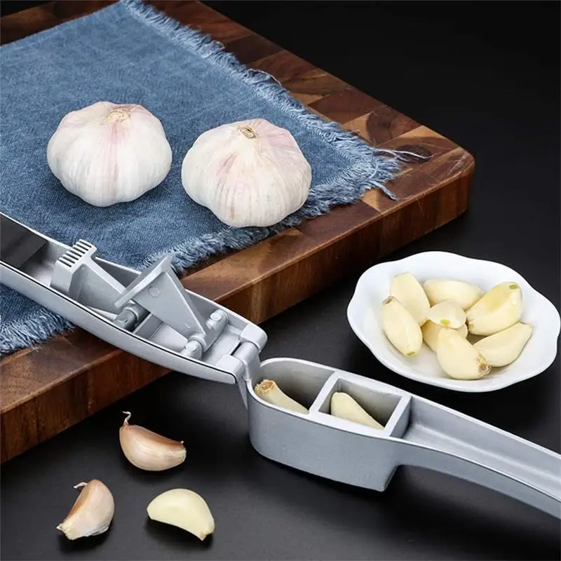 Prensa Manual de ajo de aleaci&oacute;n de aluminio, herramienta de cocina multifuncional 2 en 1, exprimidor de jengibre y ajo-5