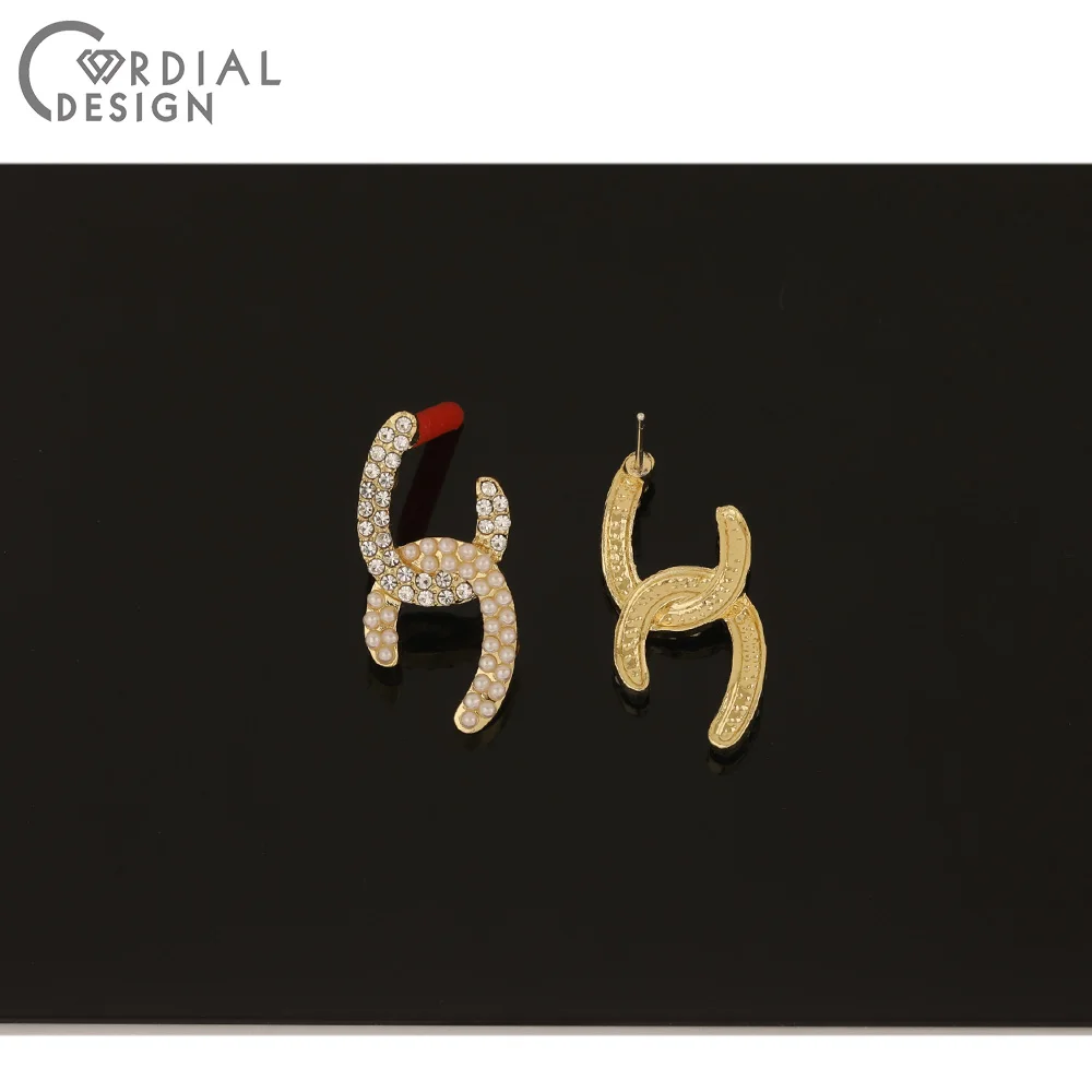 

Cordial Design 50Pcs 13*26MM Jewelry Accessories/Earring Findings/Imitation Pearl/Hand Made/DIY Making/Rhinestone Earrings Stud