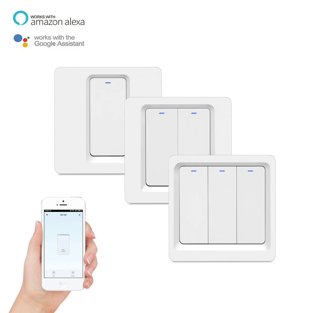 Умный выключатель света AVATTO Tuya Wi Fi с физической кнопкой работает приложением Smart