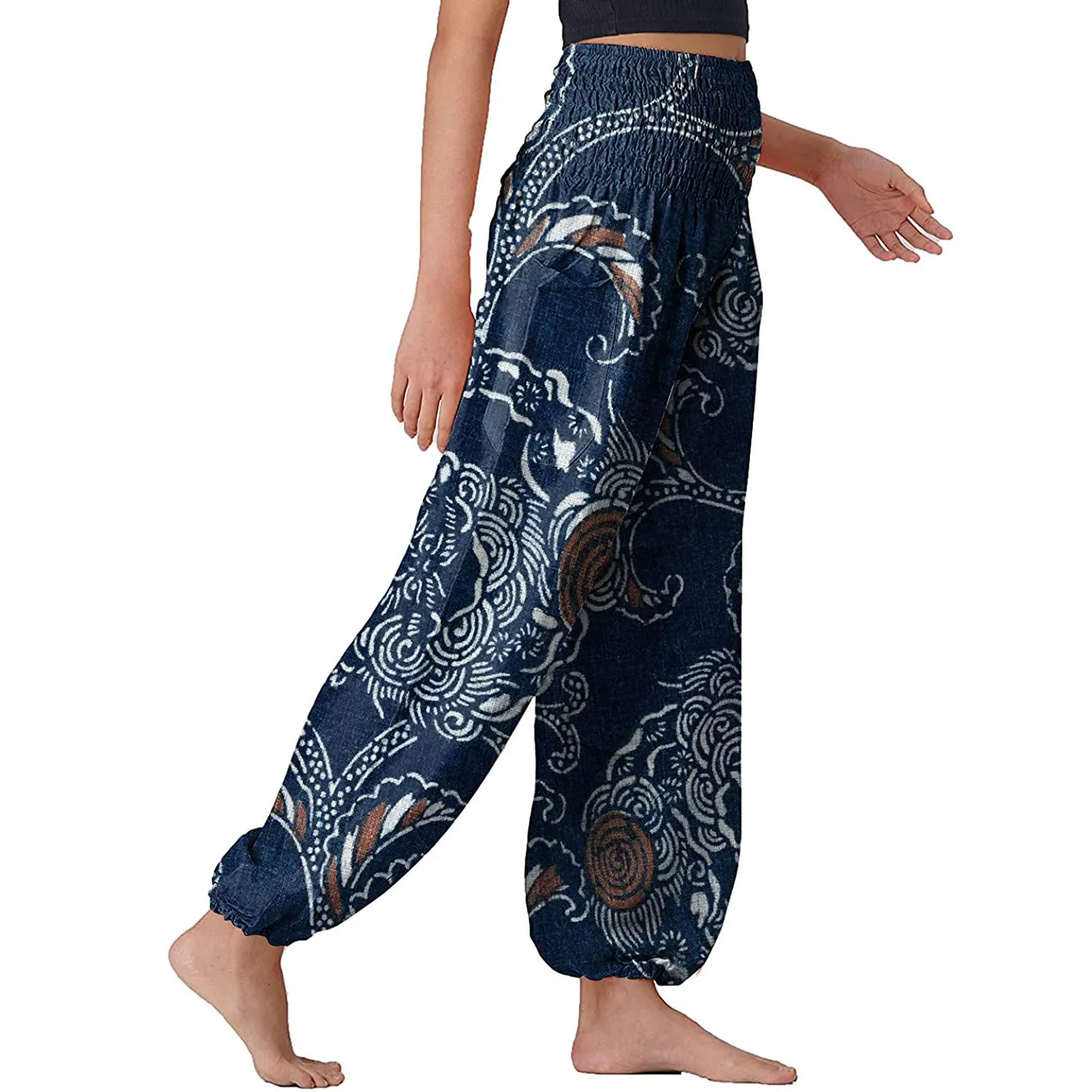 Womens Harem Pants Boho Vintage Print Loose Yo-ga Hippie Belly Dance Trousers Baggy Leggings Sportswear | Женская одежда