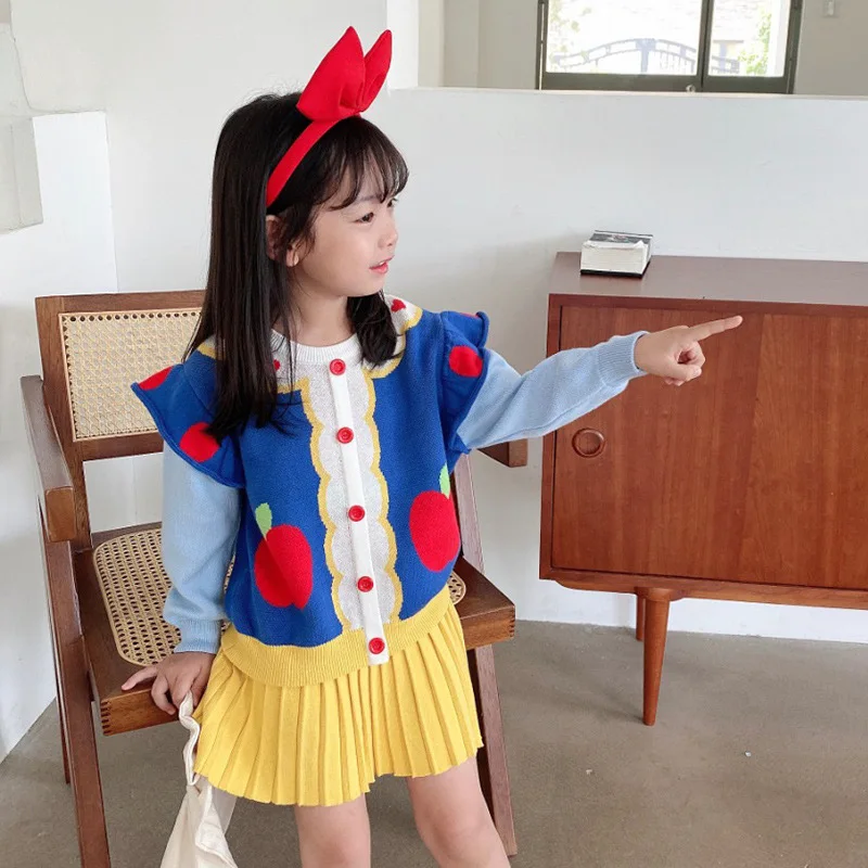 

2Pcs Girls Classic Clothing Set Spring Long Sleeves Kids Princess Top and Skirt Birthday School Uniform Clothes 1-8 Ys