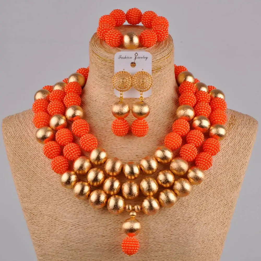 Персиковый комплект ювелирных изделий в африканском стиле ожерелье с