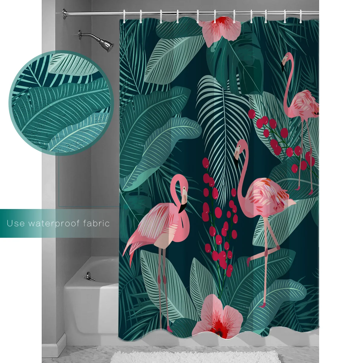 Цветочный принт фламинго занавески для душа водонепроницаемая ткань большие