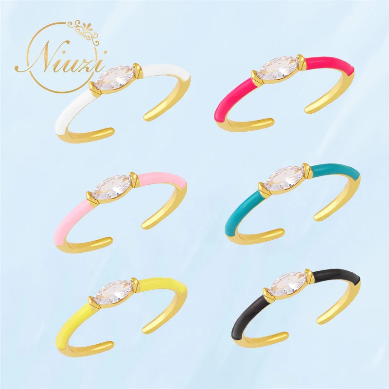 

New K-pop Trend Vintage Adjustable Rings For Women Fashion Pink Zircon Simple Ring Korea Style Cute Teen Girls Aesthetic Jewelry