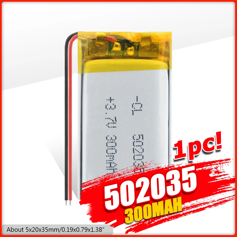 

Supply lithium battery lithium polymer Rechargeable battery 502035 300 mah 3.7 V For MP3 MP4 MP5 GPS PSP MID Bluetooth Headset