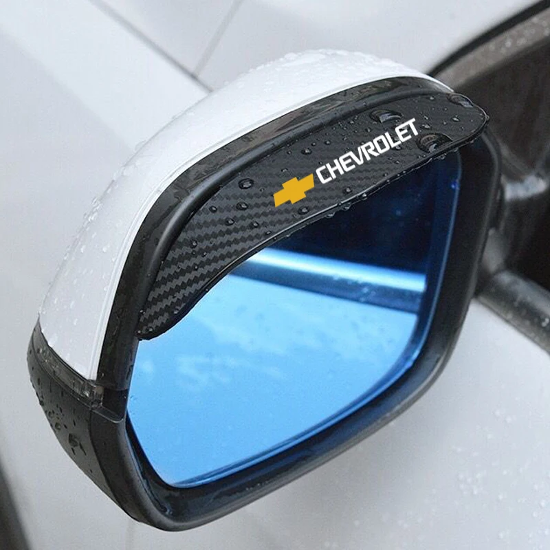 

2PCS Carbon Fiber Car Side Rear View Mirror Rain Eyebrow Visor Rain For Chevrolet logo Corvette cruze captiva lacetti
