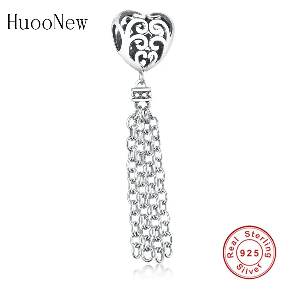 

Цепочка из серебра 925 пробы с подвесками в виде сердца