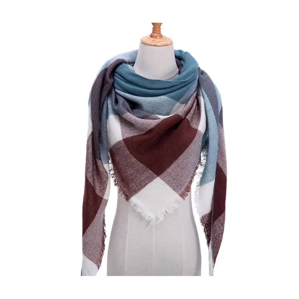 Женский модный шарф Дамский зимний теплый в клетку тартан шаль для шеи палантин