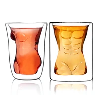 creative sexy human beer glass funny beautiful muscle mens double wall glass wine whisky vodka lens glass valentines day gift