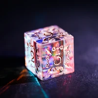fantasy crystal d6 dice handmade engrave rainbow stone energy symbol dice for dnd rpg coc borad games gift crafts offer custom