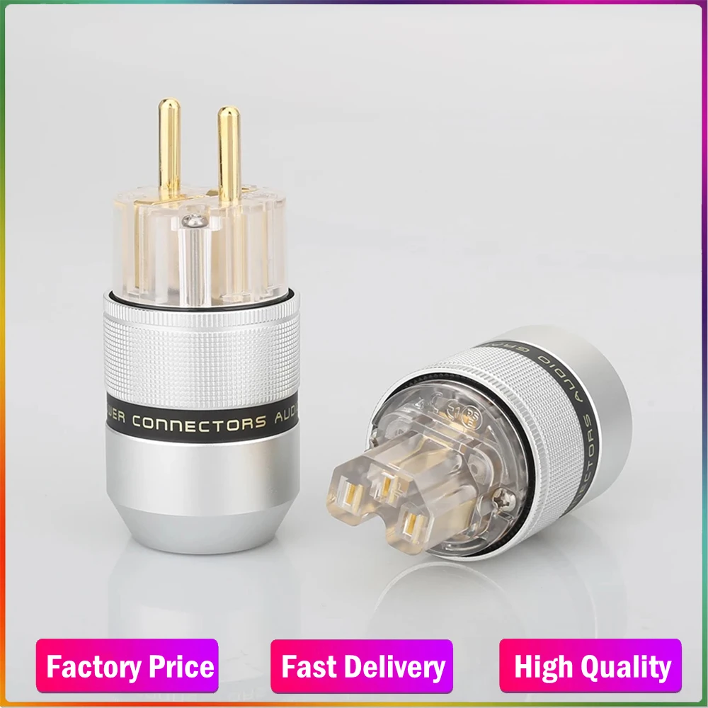 

One Pair High End Gold Plated Schuko Power connector+IEC Female Plug