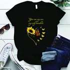 Женские футболки с коротким рукавом и круглым вырезом You Are My Only Sunshine Butterfly, с цветочным принтом, Harajuku, размера плюс