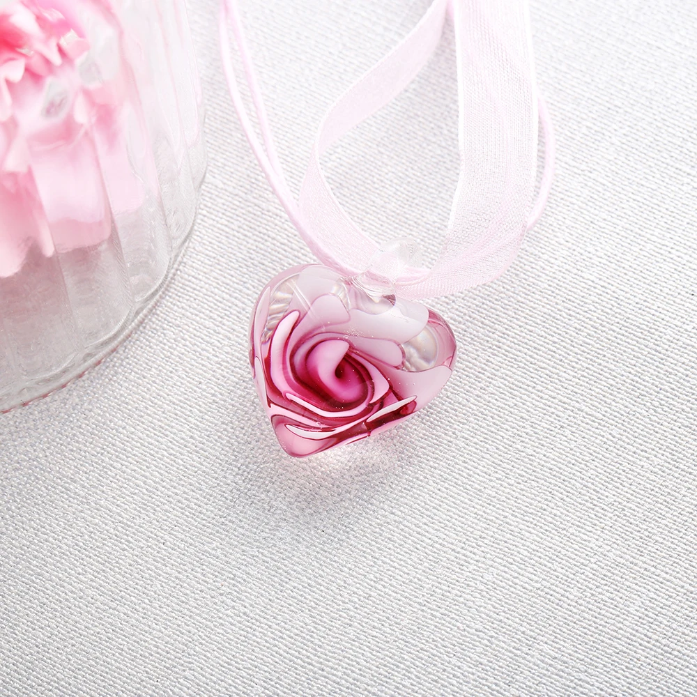 2019 HF JEL Симпатичные ожерелья из муранского стекла для женщин Черная розовая