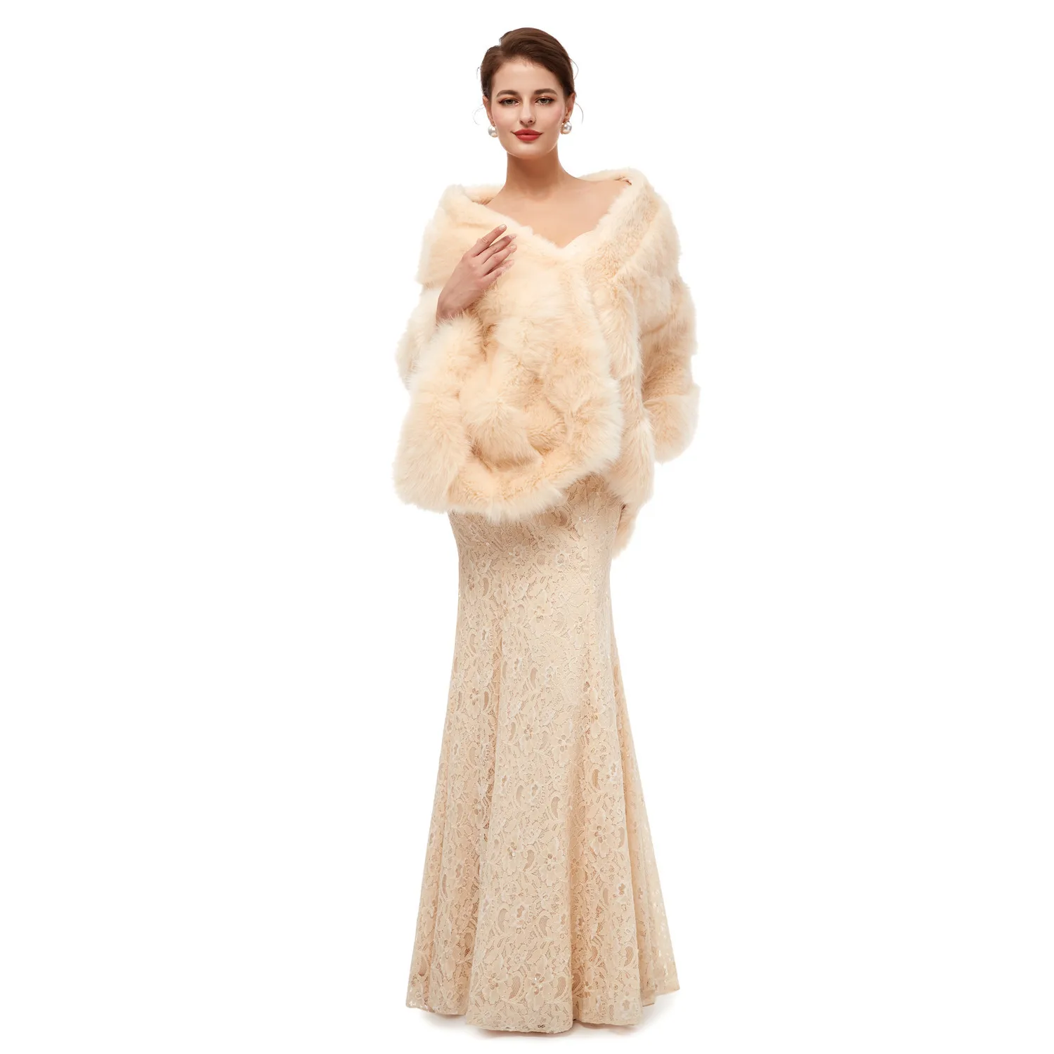 JaneVini Новое поступление зимние палантины из искусственного меха Свадебные шали