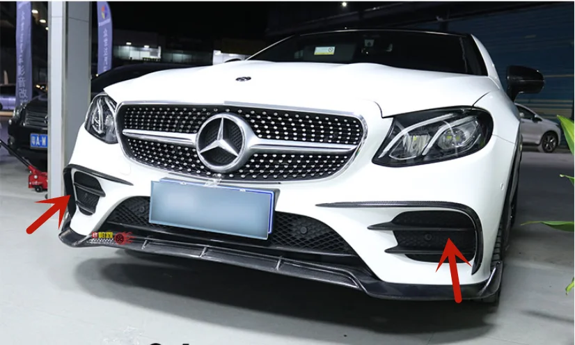 

6 piece Carbon Fiber Front Bumper Candards Fog Grill Cover Trims Fins Vents Fits For For Benz W238 E200 E300 E63 AMG Coupe 17-20