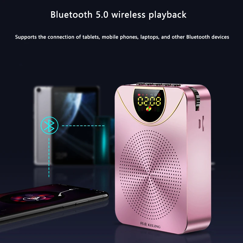Беспроводной мегафон портативный звуковой усилитель с поддержкой Bluetooth TF-карты
